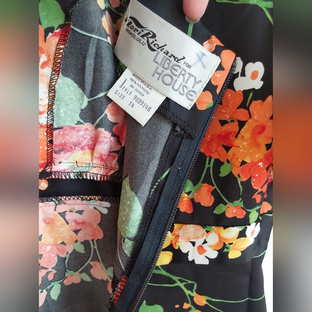 Vintage 60's/70's Tori Richard Honolulu Bright Floral Maxi Dress sz 14 - Picture 9 of 16